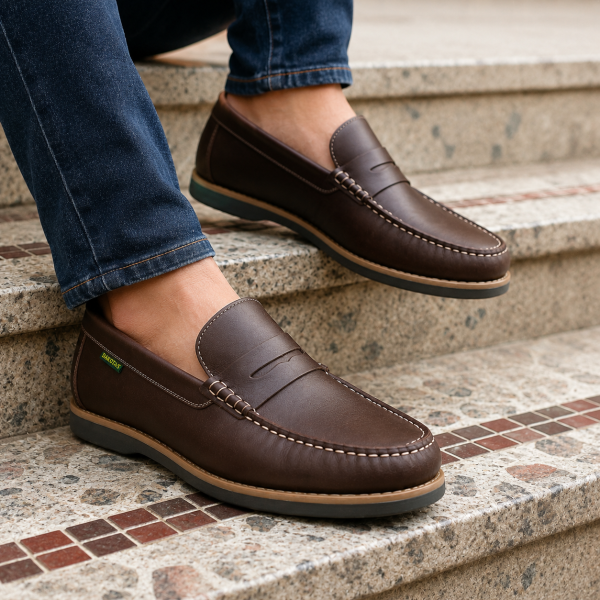 Alternative view of Dakotas Marlon Moccasin – Chocolate | Genuine Leather Casual Loafer