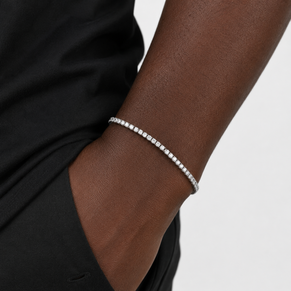 Alternative view of Borelli Silver Stainless Steel 4mm CZ Tennis Bracelet