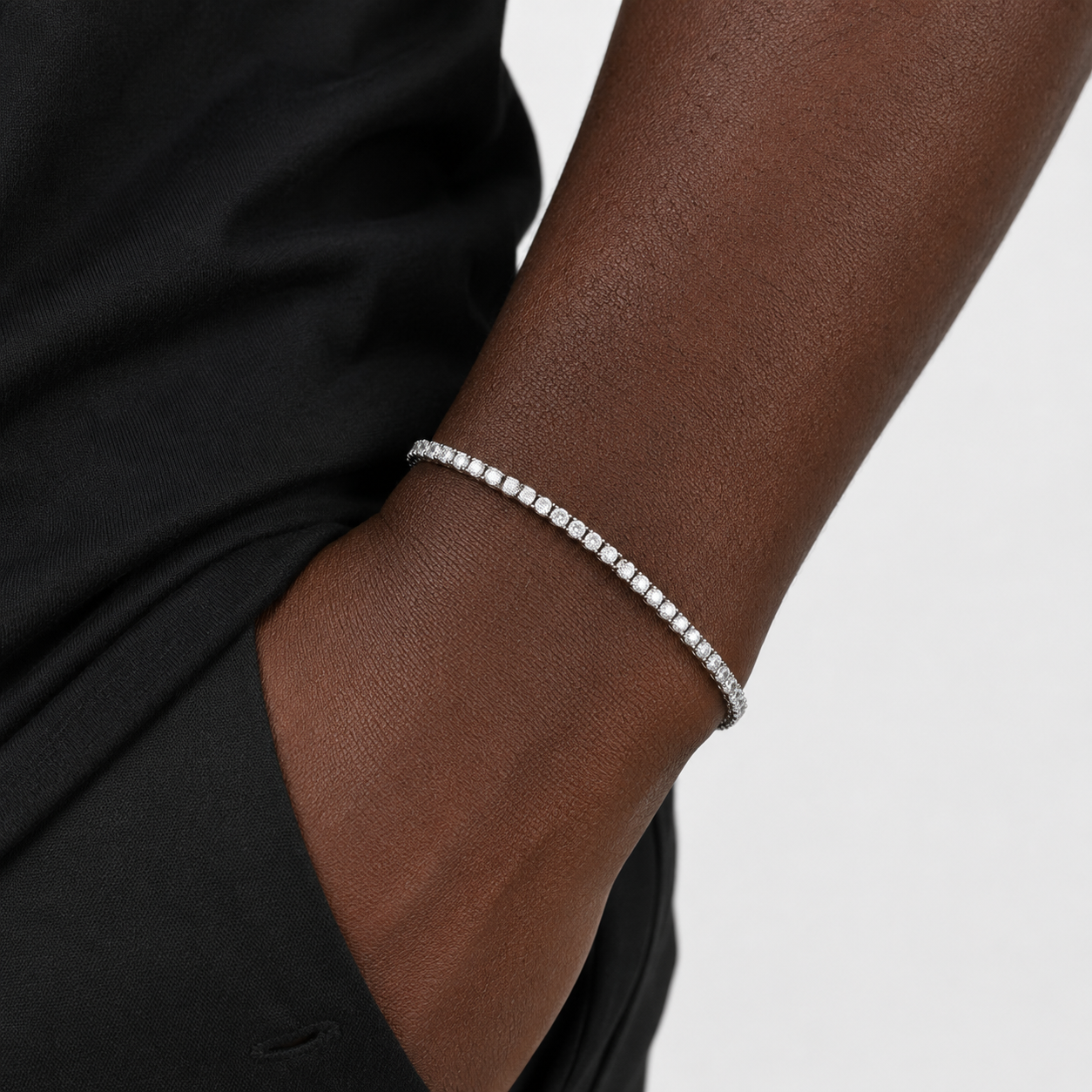 Borelli Silver Stainless Steel 4mm CZ Tennis Bracelet - Image 2