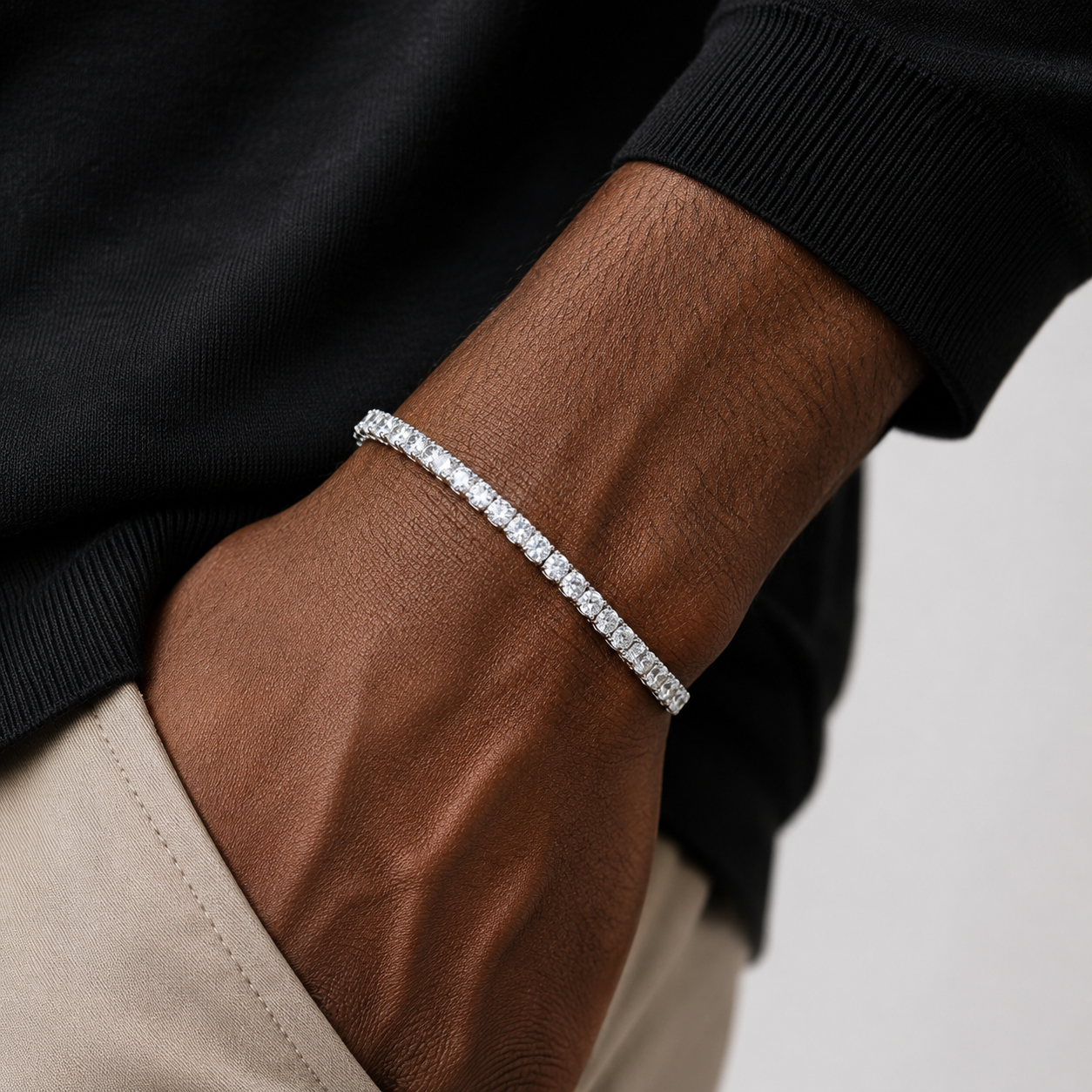 Borelli Silver Stainless Steel 5mm CZ Tennis Bracelet - Image 2