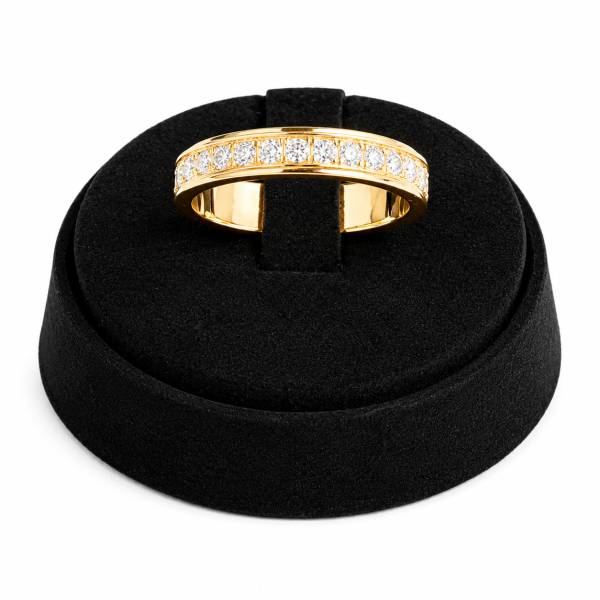 Borelli 18K Gold-Plated Stainless Steel CZ Stone Channel Set Ring