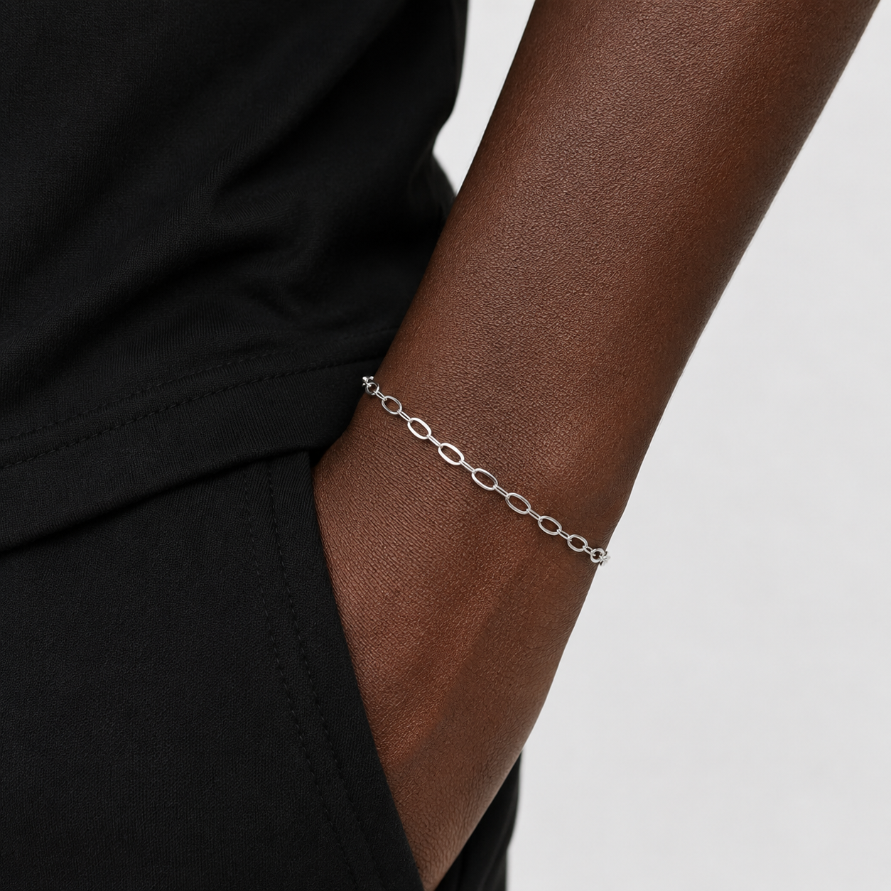 Borelli Silver Stainless Steel Paper Clip Bracelet - Image 2