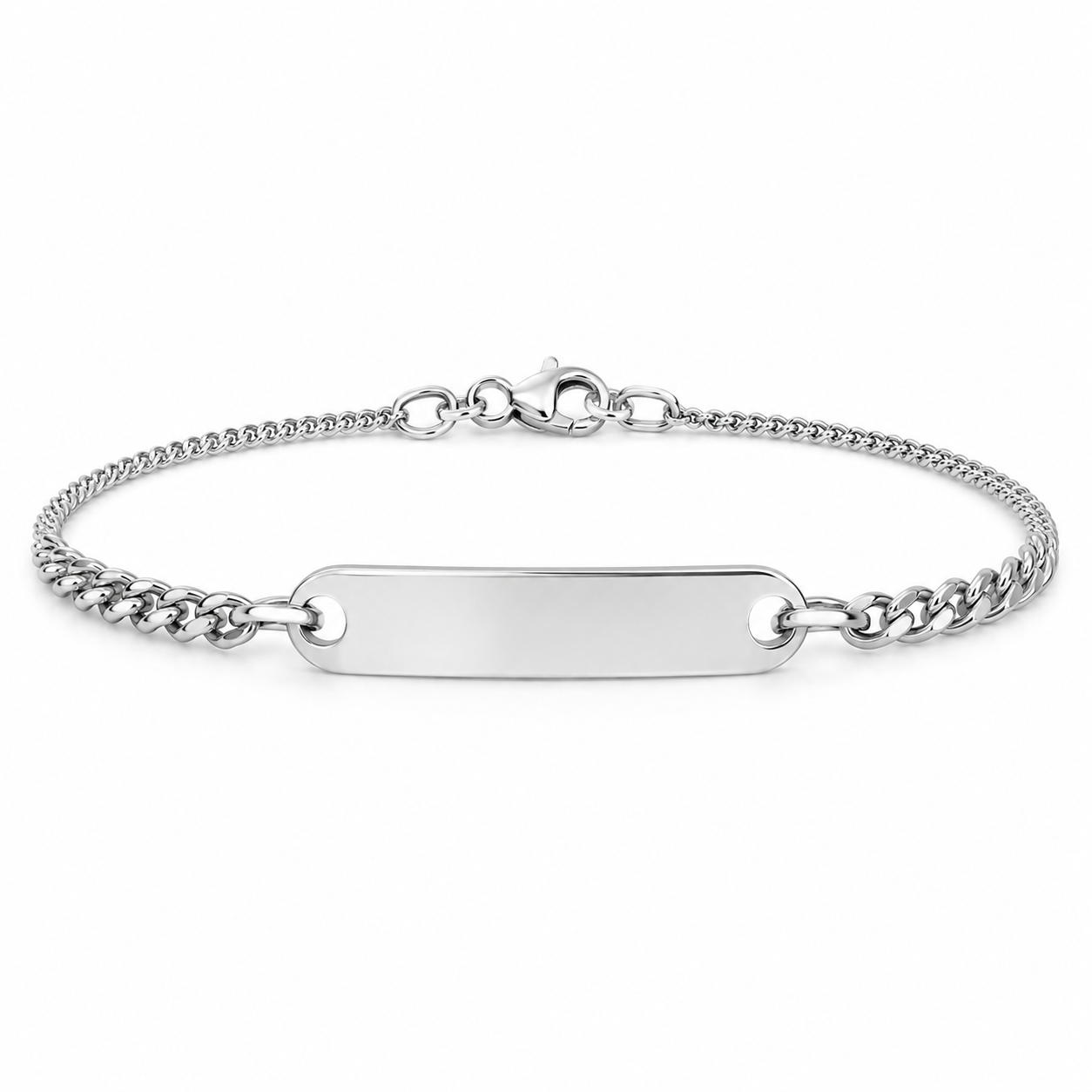 Borelli Silver Stainless Steel ID Plate Bracelet
