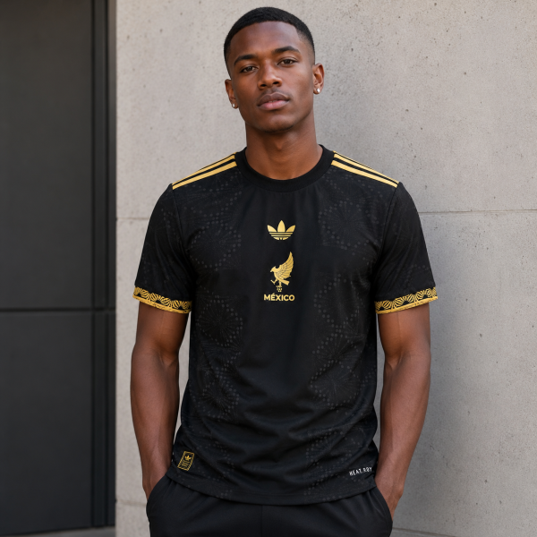 Alternative view of 2025 Mexico Gold Cup Player Version Jersey – Black/Gold – Pre-Order