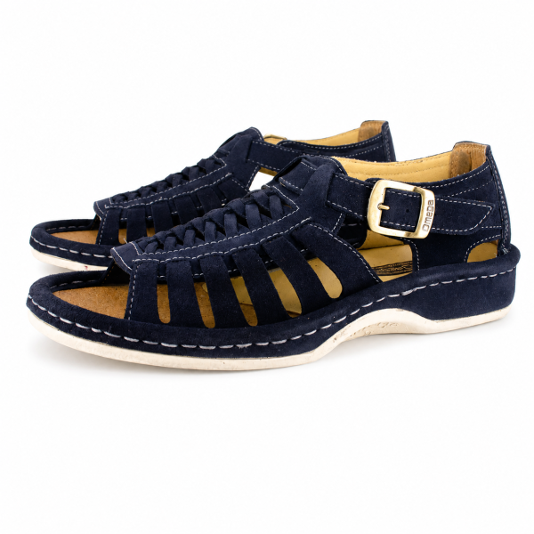 Omega Kgosi Navy Suede Leather Sandal – Genuine Leather Unisex Sandal