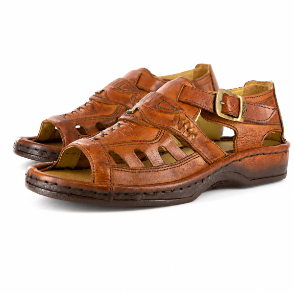 Alternative view of Omega Duna Terracotta Buffalo Leather Sandal – Genuine Leather Unisex Sandal
