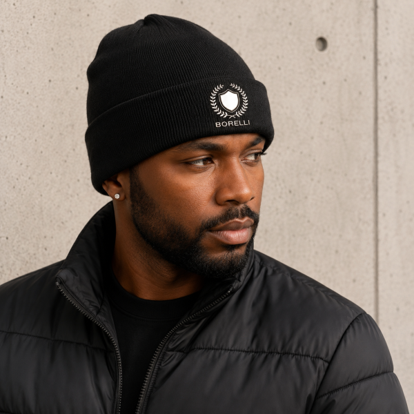 Alternative view of Borelli Gianluca Black Fleece-Lined Beanie – Premium Winter Beanie