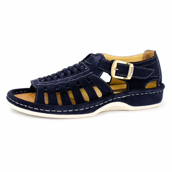 Omega Kgosi Navy Suede Leather Sandal – Genuine Leather Unisex Sandal