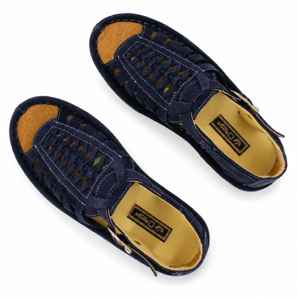 Alternative view of Omega Kgosi Navy Suede Leather Sandal – Genuine Leather Unisex Sandal