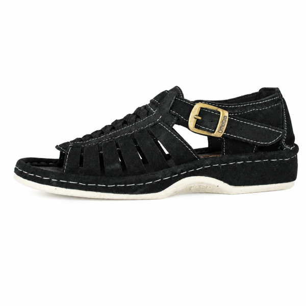 Alternative view of Omega Kgosi Black Suede Leather Sandal – Genuine Leather Unisex Sandal