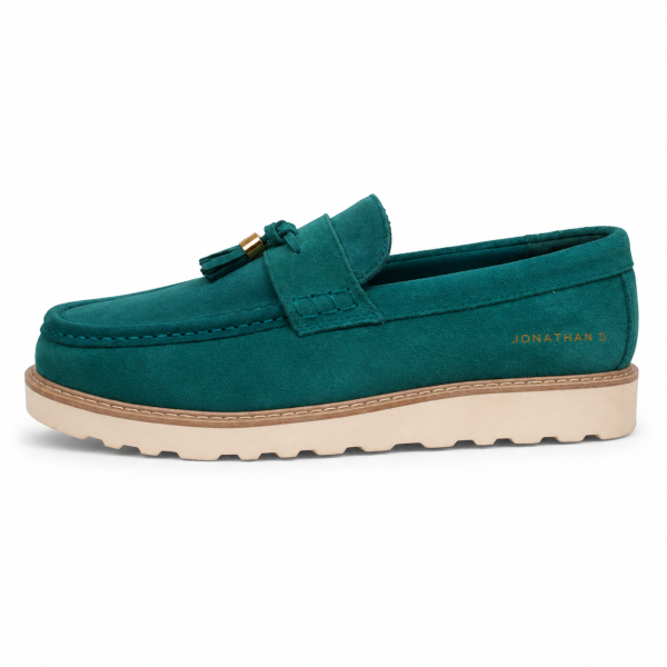 Jonathan D C42 Scout Suede Tassel Loafer – Teal Green | Chunky Smart Casual Shoe - Image 3