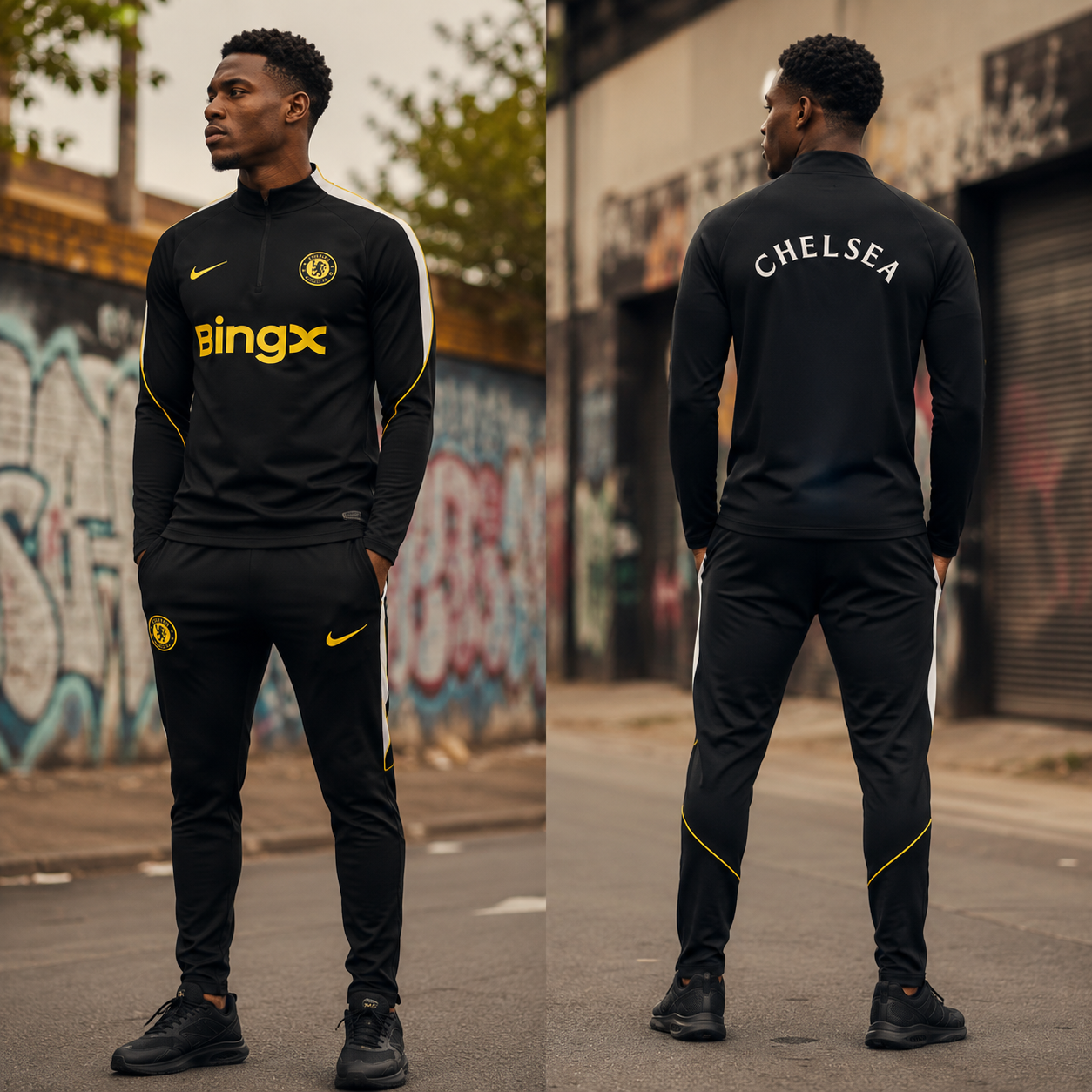 Chelsea 2026/27 Black Half-Zip Tracksuit Set – PRE-ORDER | Premium Football Tracksuit - Image 2