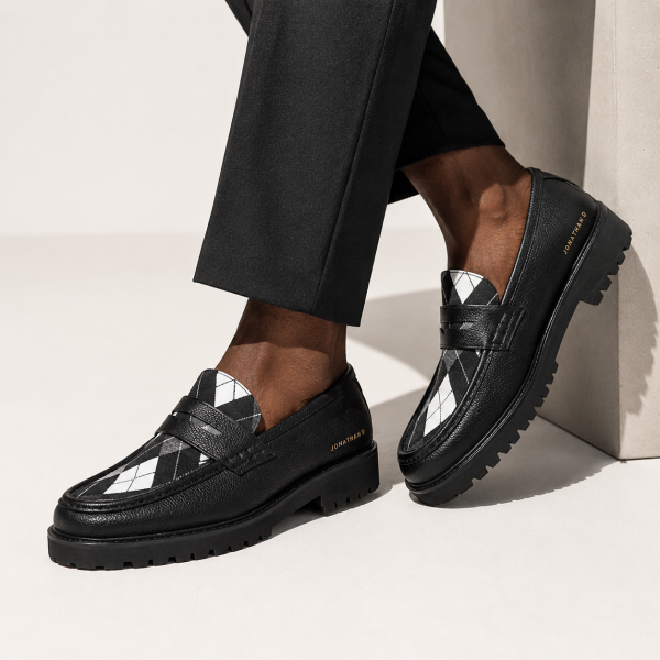 Alternative view of Jonathan D Argyle Print Chunky Loafer – Black | Smart Casual Slip-On Shoe