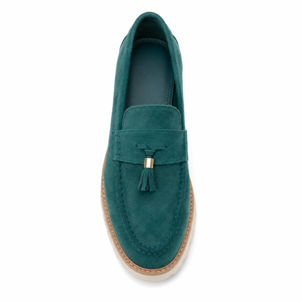 Jonathan D C42 Scout Suede Tassel Loafer – Teal Green | Chunky Smart Casual Shoe - Image 5