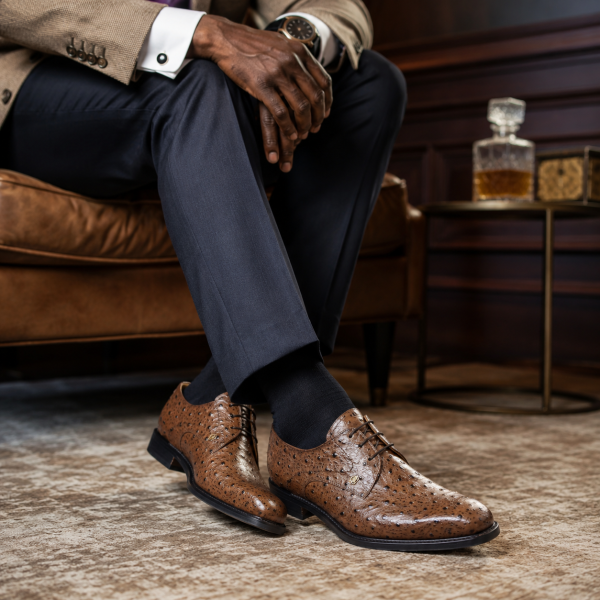 Alternative view of Crockett & Jones Enu Brown Ostrich Look Leather Lace-Up Shoes – 62.C17125A