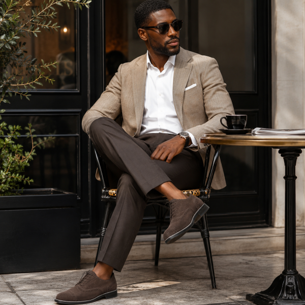 Alternative view of Crockett & Jones Chocolate Suede Brogue Oxford Shoes – 62.C16716C