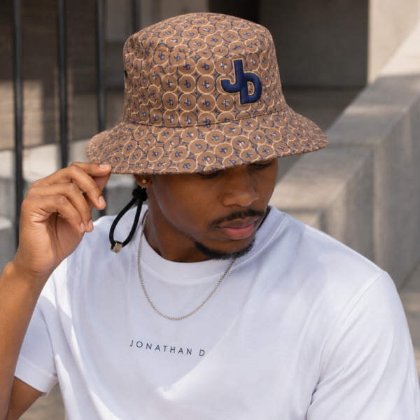 Alternative view of Jonathan D Rio Bucket Hat – Brown | Monogram Drawcord Hat