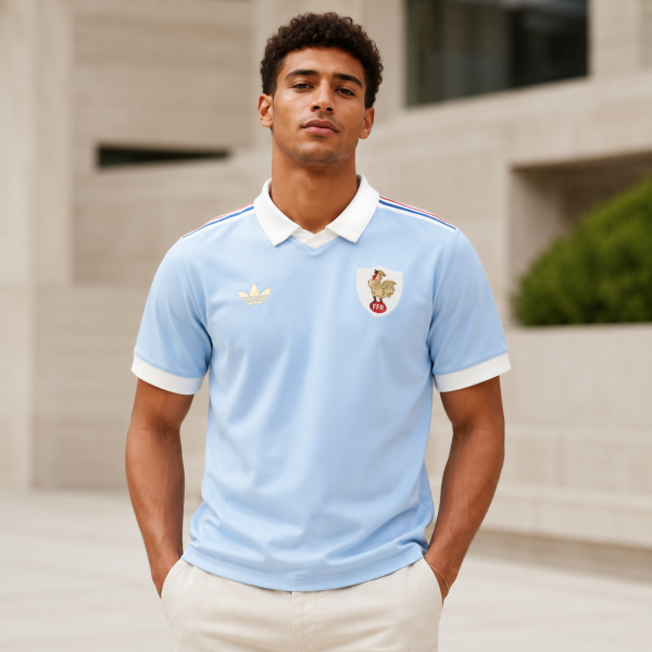 Alternative view of France Rugby Heritage 120 Years Anniversary Jersey – PRE-ORDER | Light Blue Retro Football/Rugby Style Shirt