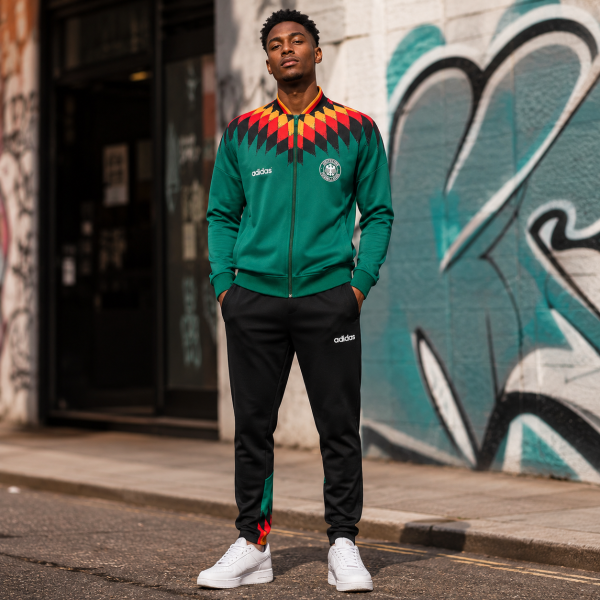 Alternative view of Germany 2026/27 Green Retro Full-Zip Tracksuit Set – PRE-ORDER | Premium Football Supporter Tracksuit