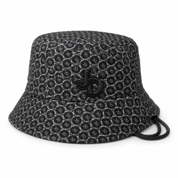 Jonathan D Rio Bucket Hat – Black | Monogram Drawcord Hat - Image 5