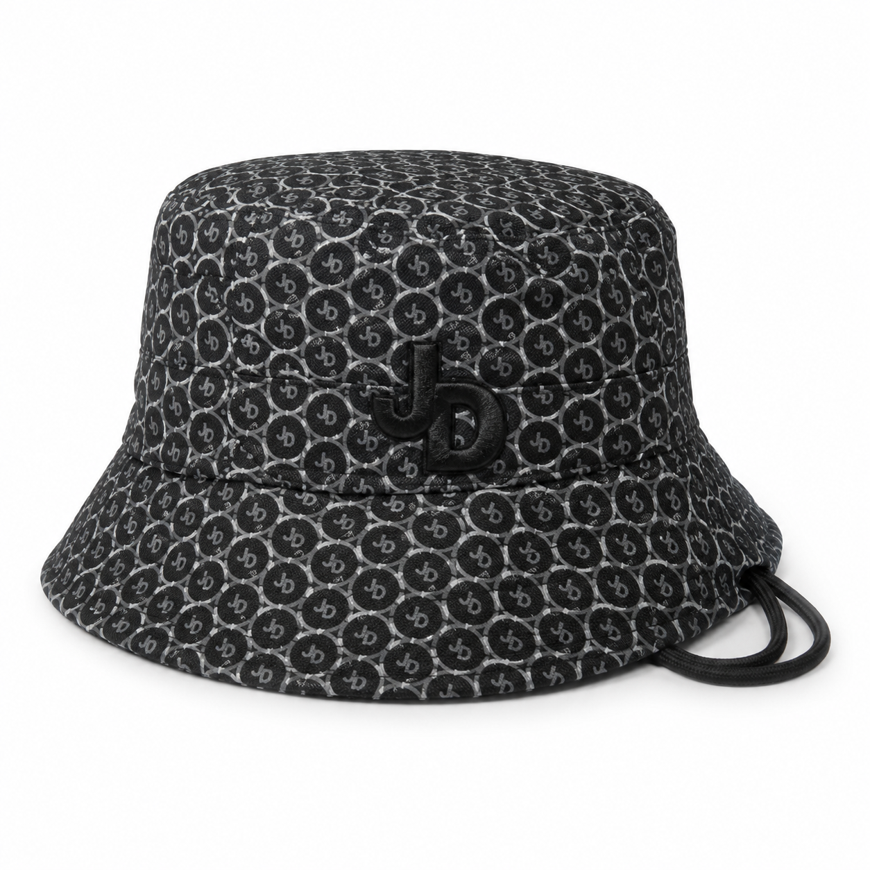 Jonathan D Rio Bucket Hat – Black | Monogram Drawcord Hat - Image 5