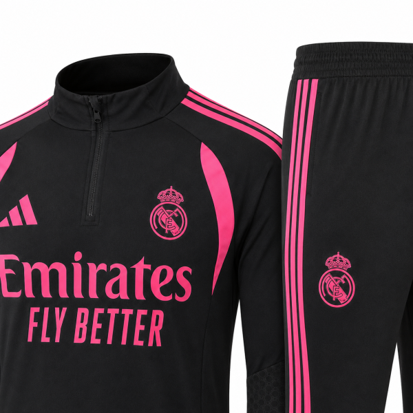 Real Madrid 2026/27 Black & Pink Half-Zip Tracksuit Set – PRE-ORDER | Premium Football Training Tracksuit - Image 5