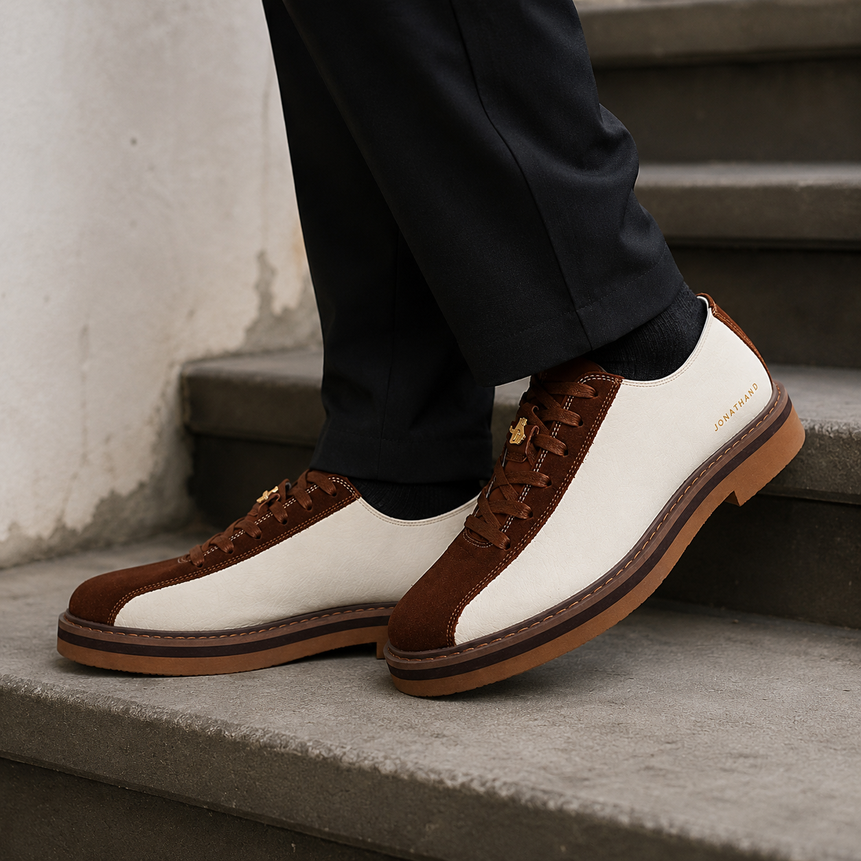 Jonathan D Roy C70 Cinnamon Two-Tone Lace-Up Shoe – Brown & Cream - Image 2