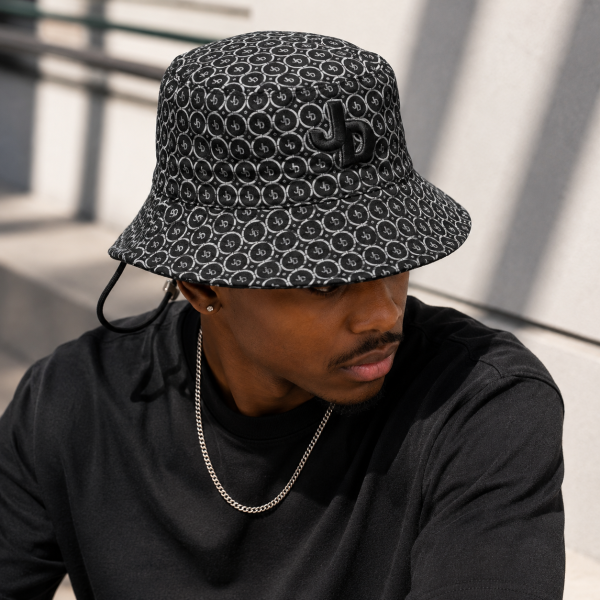 Alternative view of Jonathan D Rio Bucket Hat – Black | Monogram Drawcord Hat