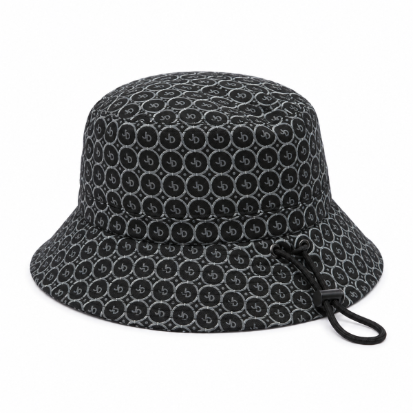 Jonathan D Rio Bucket Hat – Black | Monogram Drawcord Hat - Image 6
