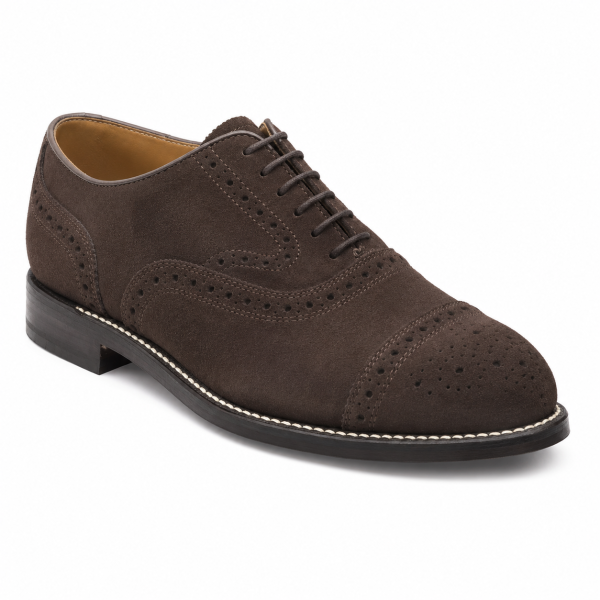 Crockett & Jones Chocolate Suede Brogue Oxford Shoes – 62.C16716C