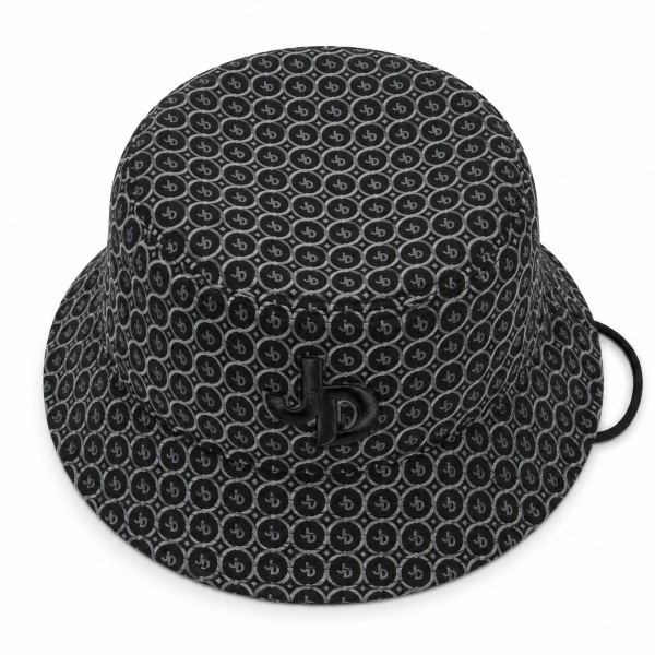 Jonathan D Rio Bucket Hat – Black | Monogram Drawcord Hat - Image 7