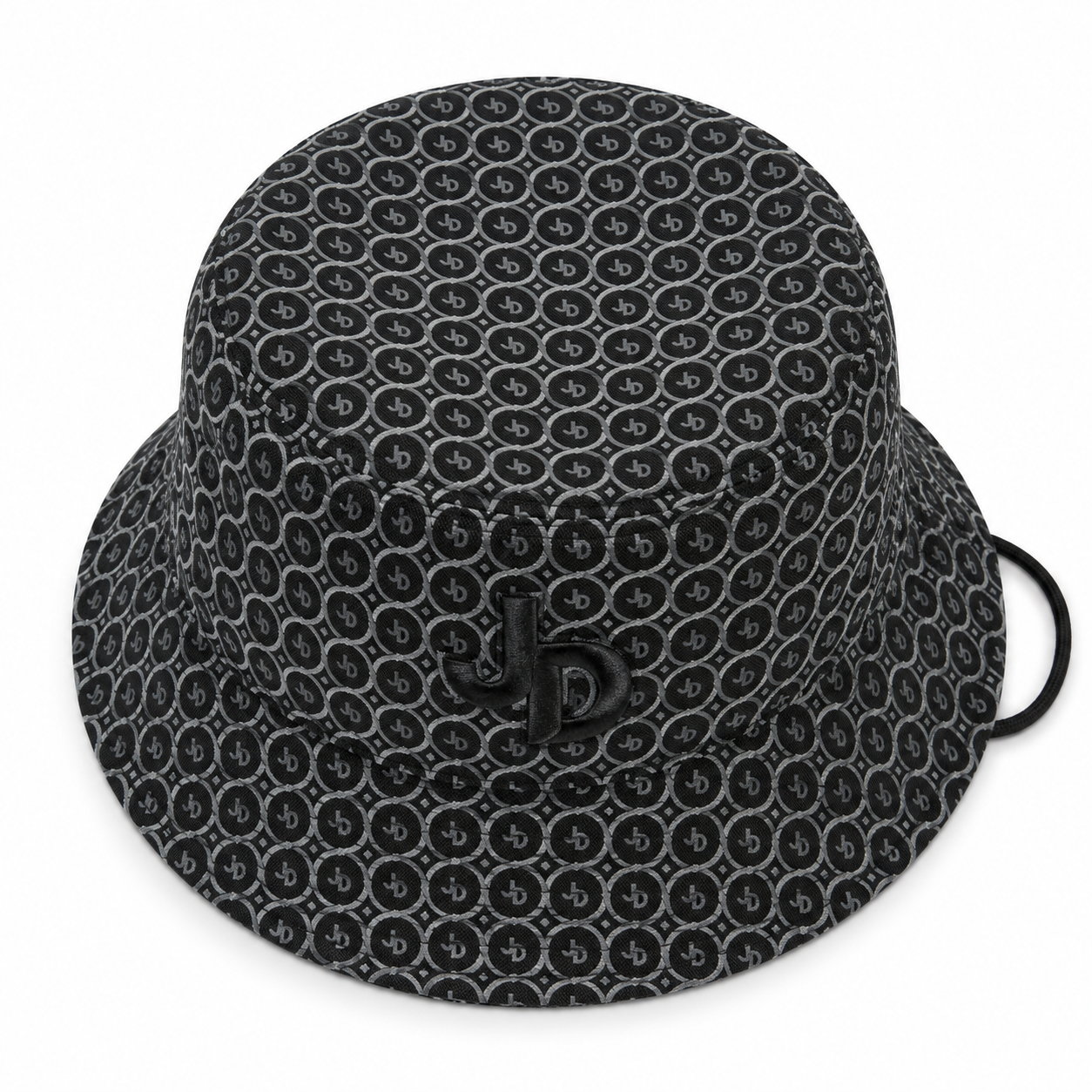 Jonathan D Rio Bucket Hat – Black | Monogram Drawcord Hat - Image 7