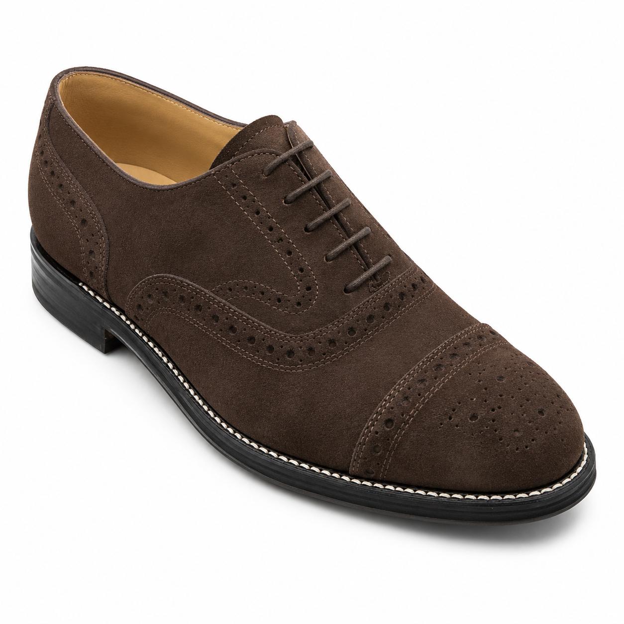 Crockett & Jones Chocolate Suede Brogue Oxford Shoes – 62.C16716C - Image 4