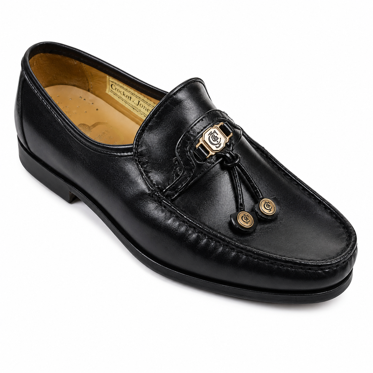Crockett & Jones Evan Black Glace Leather Loafers – 62.C15648H