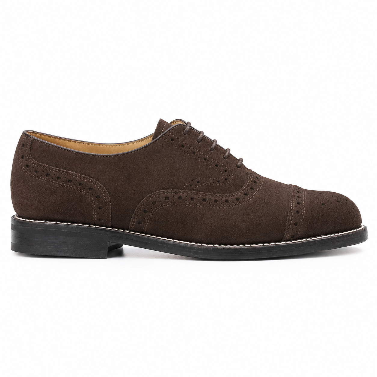 Crockett & Jones Chocolate Suede Brogue Oxford Shoes – 62.C16716C - Image 6