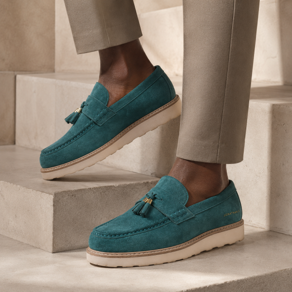 Alternative view of Jonathan D C42 Scout Suede Tassel Loafer – Teal Green | Chunky Smart Casual Shoe