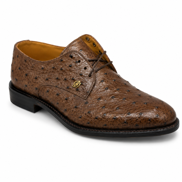 Crockett & Jones Enu Brown Ostrich Look Leather Lace-Up Shoes – 62.C17125A