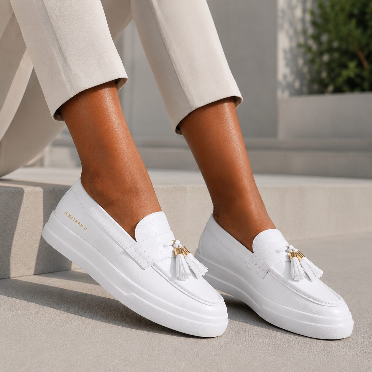 Jonathan D Tassel Platform Loafer – White | Chunky Smart Casual Shoe - Image 6
