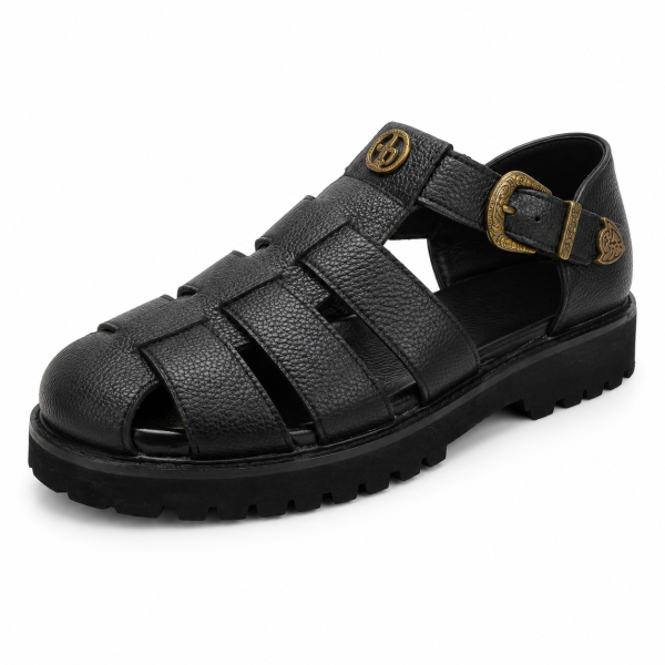 Jonathan D C35 Men’s Closed-Toe Fisherman Sandal – Black | Rugged Buckle Sandal - Image 3