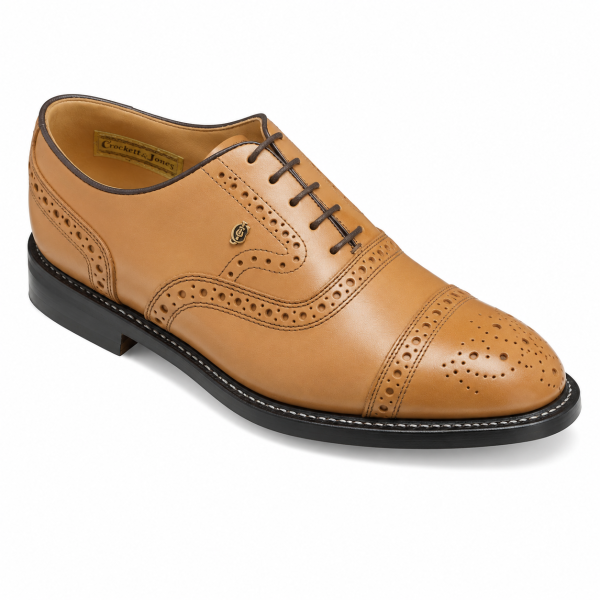 Crockett & Jones Bolton Biscuit Leather Brogue Oxford Shoes