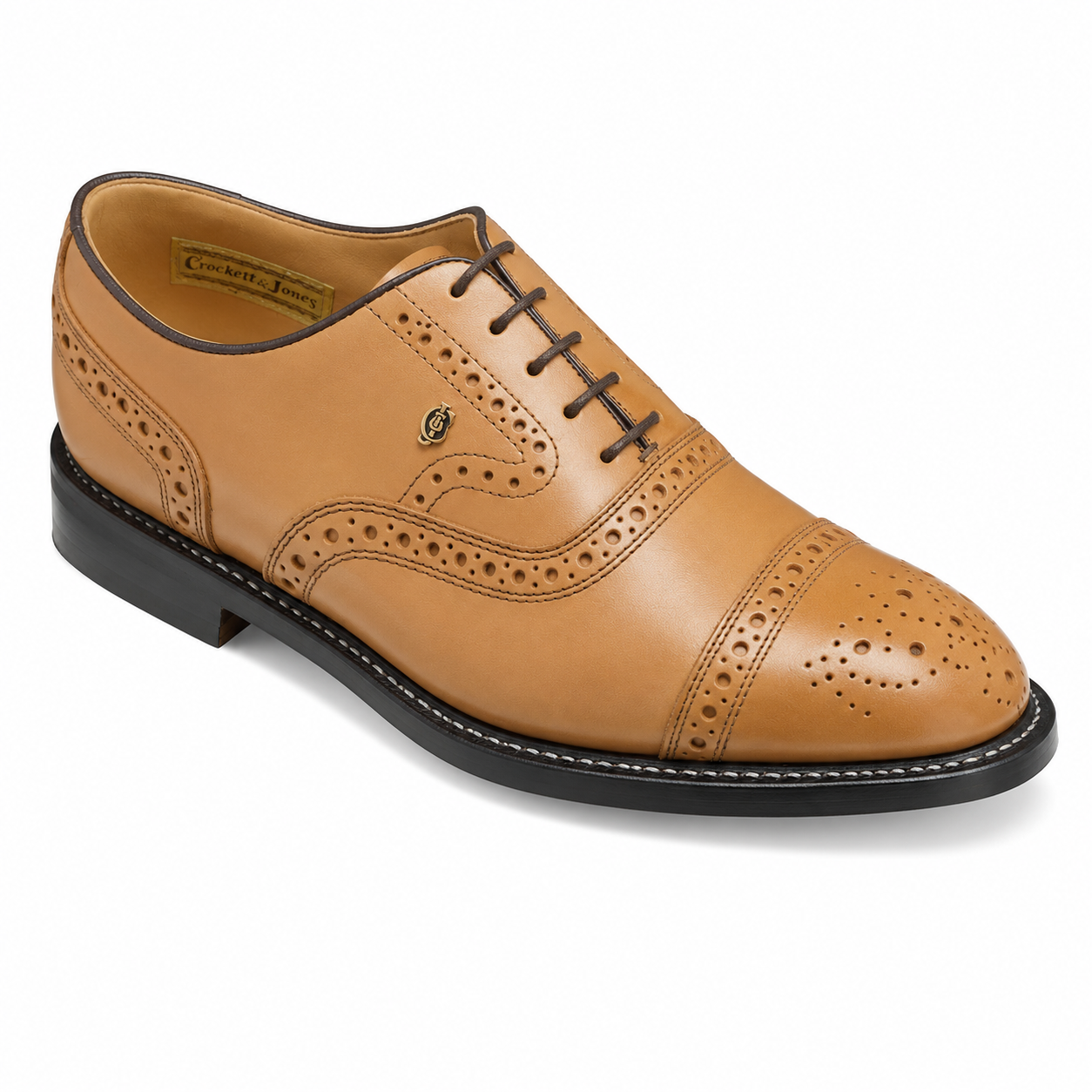 Crockett & Jones Bolton Biscuit Leather Brogue Oxford Shoes
