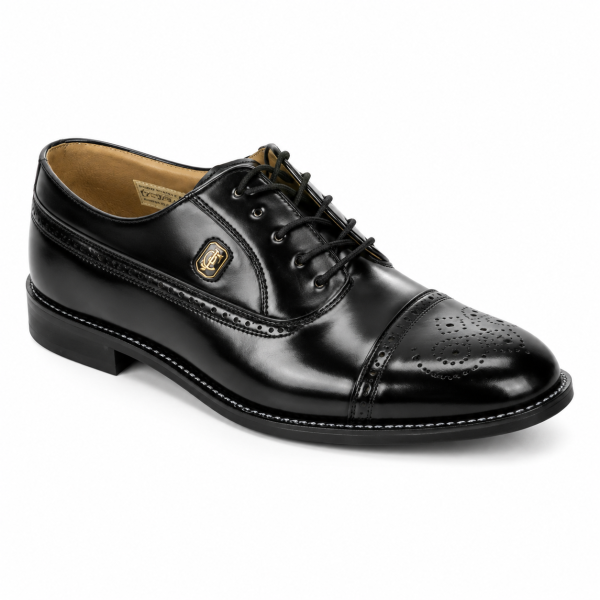 Crockett & Jones Cobbler Black Polished Brogue Lace-Up Shoes – 62.C15263F