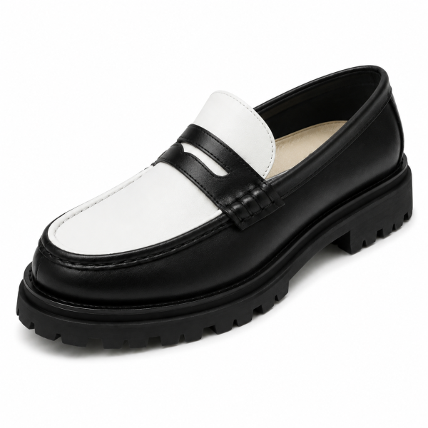 Jonathan D Penny Moc PU Loafer – Black/White - Image 3
