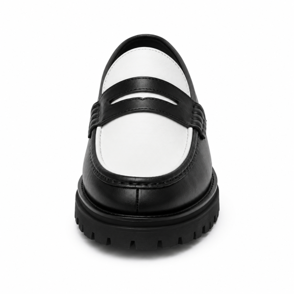 Jonathan D Penny Moc PU Loafer – Black/White - Image 4