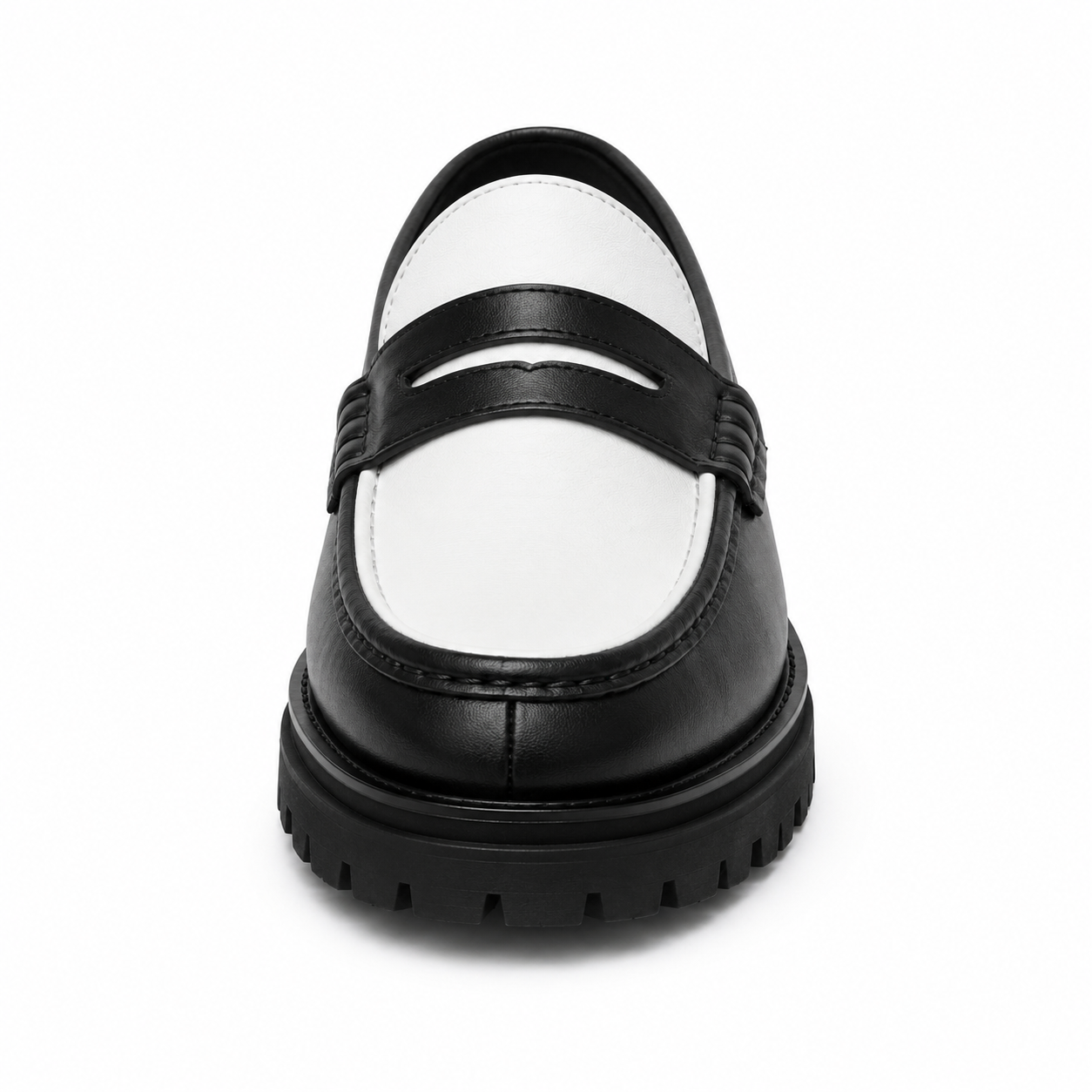 Jonathan D Penny Moc PU Loafer – Black/White - Image 4