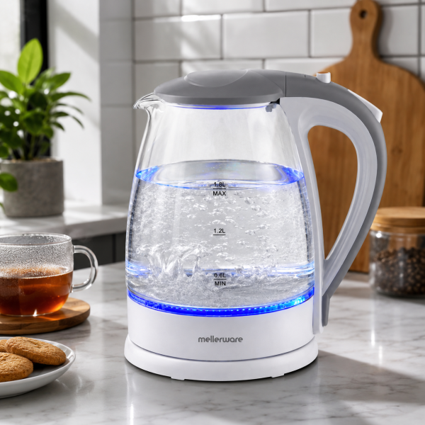Mellerware 360 Degree 1.8L Glass Cordless Kettle – White - Image 2