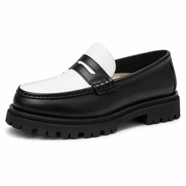 Jonathan D Penny Moc PU Loafer – Black/White