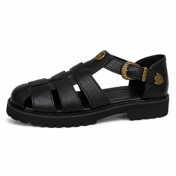 Jonathan D C35 Men’s Closed-Toe Fisherman Sandal – Black | Rugged Buckle Sandal