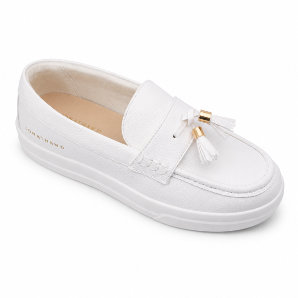 Alternative view of Jonathan D Tassel Platform Loafer – White | Chunky Smart Casual Shoe