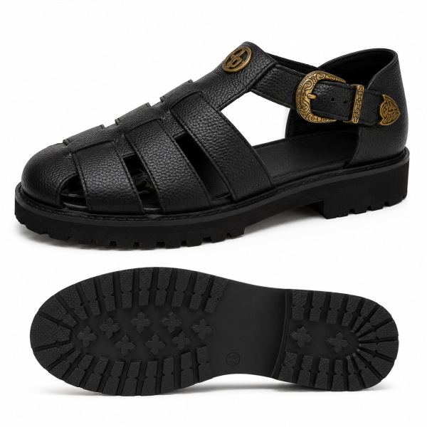 Jonathan D C35 Men’s Closed-Toe Fisherman Sandal – Black | Rugged Buckle Sandal - Image 6